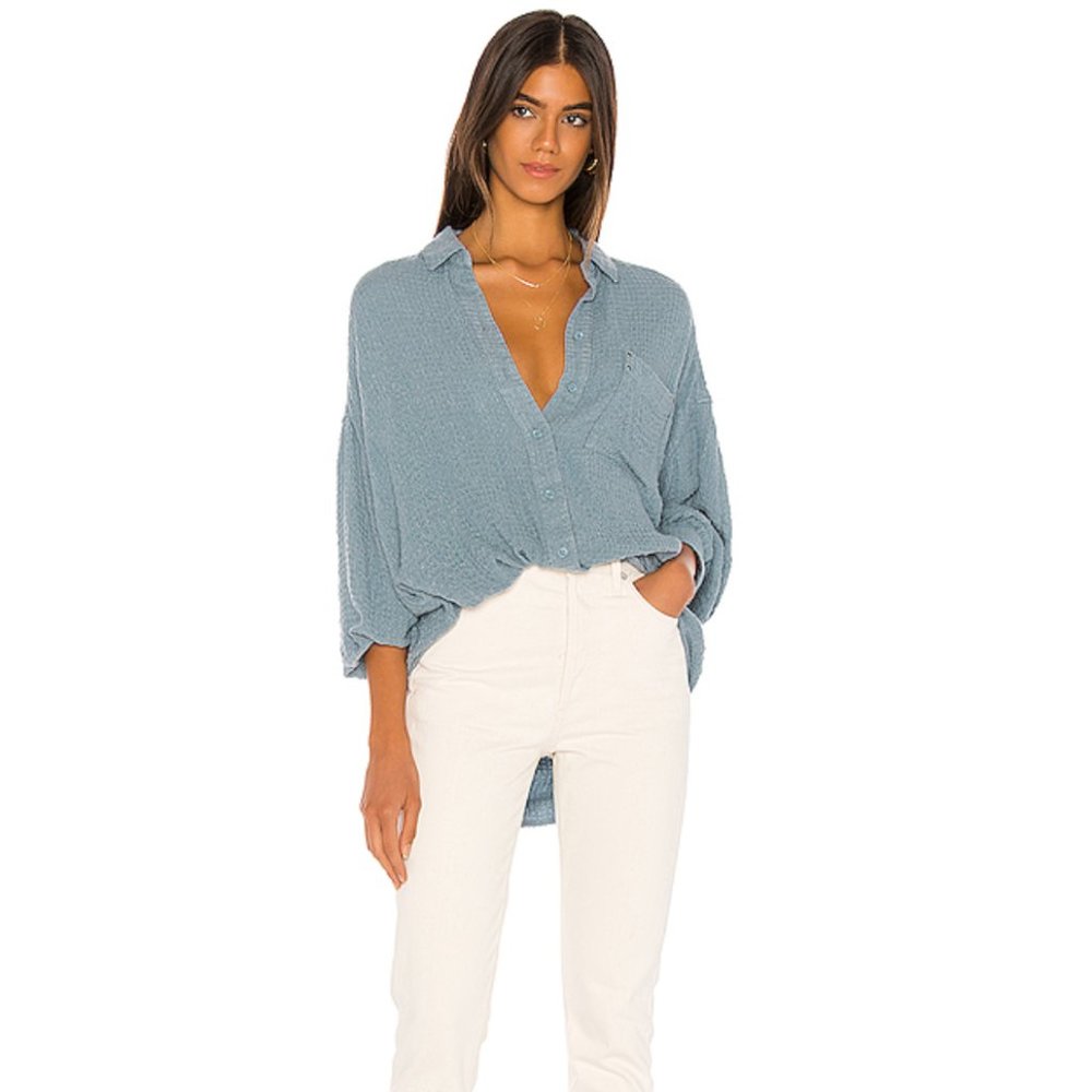 Free People Solid Hidden Valley Buttondown
